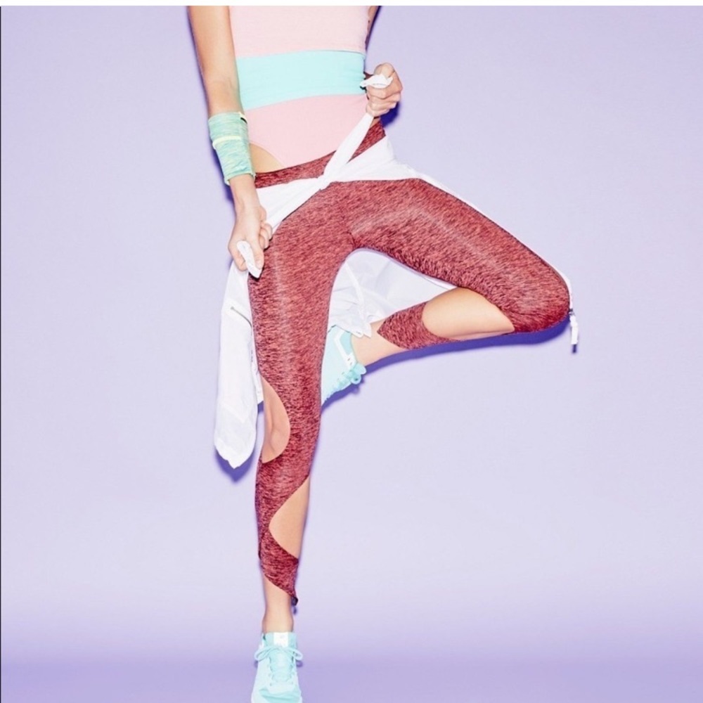 Free People FP Movement Halo Leggings Cutouts high rise coral heather XS